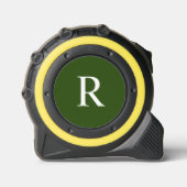 Wit monogram op groene douanearbeider cadeau-geree rolmaat (Voorkant)