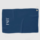 Wit Monogram op Marineblauw Golfhanddoek (Horizontaal)
