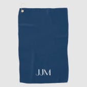 Wit Monogram op Marineblauw Golfhanddoek (Voorkant)