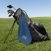 Wit Monogram op Marineblauw Golfhanddoek (Groen)