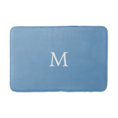 Wit monogram op medium blauw badmat (Voorkant)