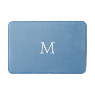 Wit monogram op medium blauw badmat