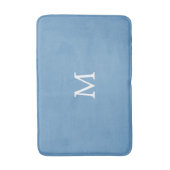 Wit monogram op medium blauw badmat (Voorkant Verticaal)
