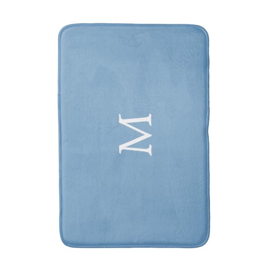 Wit monogram op medium blauw badmat (Voorkant Verticaal)