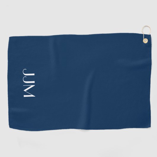 Wit Monogram op Navy Blue Golfhanddoek (Horizontaal)