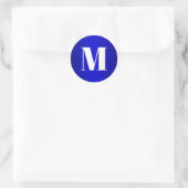 Wit Monogram op Royal Blue Ombre Ronde Sticker (Tas)