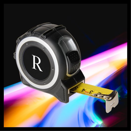 Wit monogram op zwarte handyman cadeau-tool rolmaat