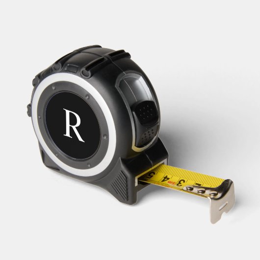 Wit monogram op zwarte handyman cadeau-tool rolmaat (Hoek)