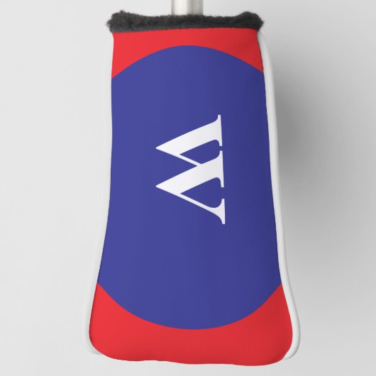 Wit monogram rood blauw golfheadcover (Draai 90)