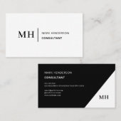 Wit Monogram Trendy Elegant Modern Visitekaartje (Voorkant / Achterkant)