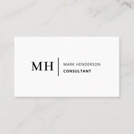 Wit Monogram Trendy Elegant Modern Visitekaartje (Voorkant)