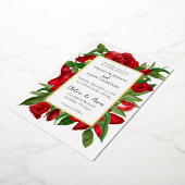 Wit Mooi Rood Bloemen Boeket Echt Folie Uitnodiging (Gedraaid)