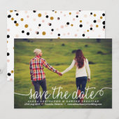 Wit Mooie kalligrafie foto Save The Date (Voorkant / Achterkant)