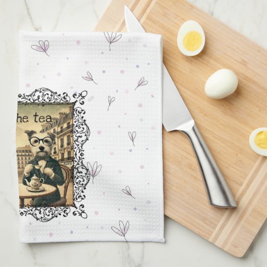 Wit morsen van de Tea Kitchen Handdoek (Quarter Fold)