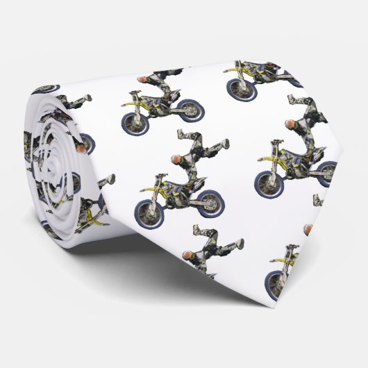 wit moto stropdas twee (Opgerold)