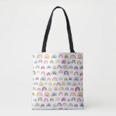 Wit Multi Regenboog patroon Tote Bag (Voorkant)