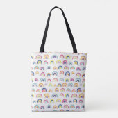 Wit Multi Regenboog patroon Tote Bag (Achterkant)