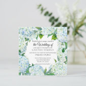 Wit n Blauw Hydrangea Krans Bloemenhout Kaart (Staand voorkant)