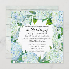 Wit n Blauw Hydrangea Krans  Bloemenhout Kaart