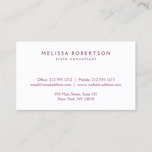 Wit Naam Lint in Roze Glitter Visitekaartje (Achterkant)