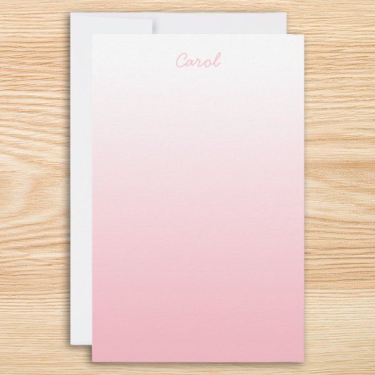 Wit naar Lichtroze Ombre Persoonlijk Briefpapier