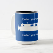 Wit Narrowboat embleem met tekst Tweekleurige Koffiemok (Voorkant links)