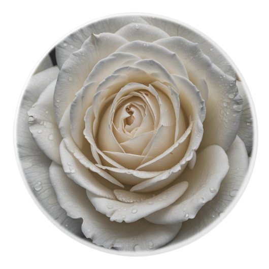 Wit nat roos close-up ontwerp keramische knop (Voorkant)