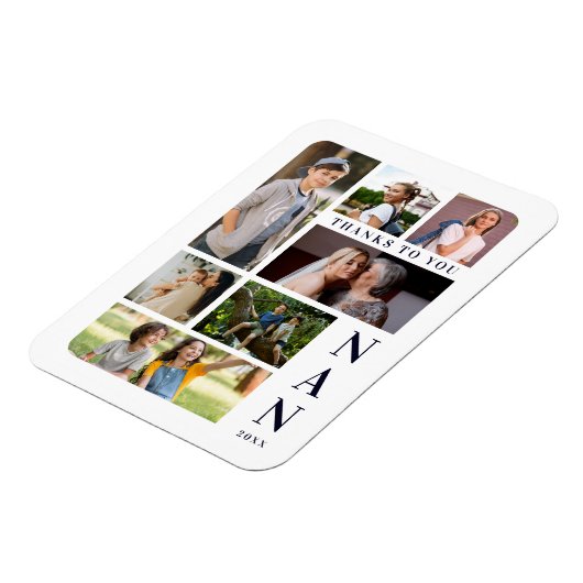 Wit & Navy Blue Classic 7 Multi Foto's Collage Magneet (Linkerzijde)