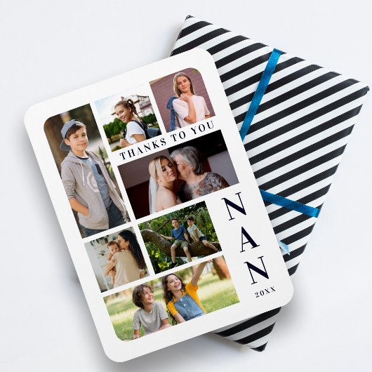 Wit & Navy Blue Classic 7 Multi Foto's Collage Magneet