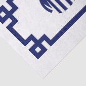 Wit Navyblauw Cirkel Monogram Griekse Sleutel DIY Tissuepapier (Detail)
