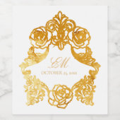 Wit & Nepgoud Barok Romantisch Wapen Monogram Wijn Etiket (Enkel label)