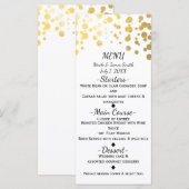 Wit & Nepgoud Confetti Elegante Menukaart (Voorkant / Achterkant)