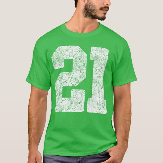 Wit Nummer 21 Jersey Speleruniform 2 met distresse T-shirt (Voorkant)