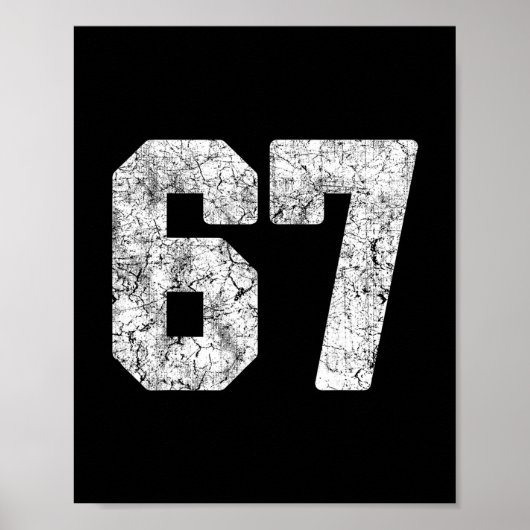 Wit Nummer 67 Jersey Speler Uniform # in Distresse Poster (Voorkant)