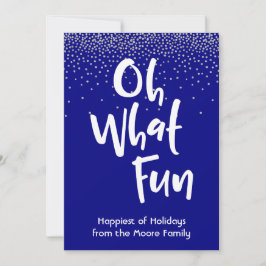 Wit Oh Wat Leuk met Navy & Zilveren Confetti Feestdagenkaart