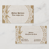 Wit, olieachtig met kant en jute visitekaartje (Voorkant / Achterkant)