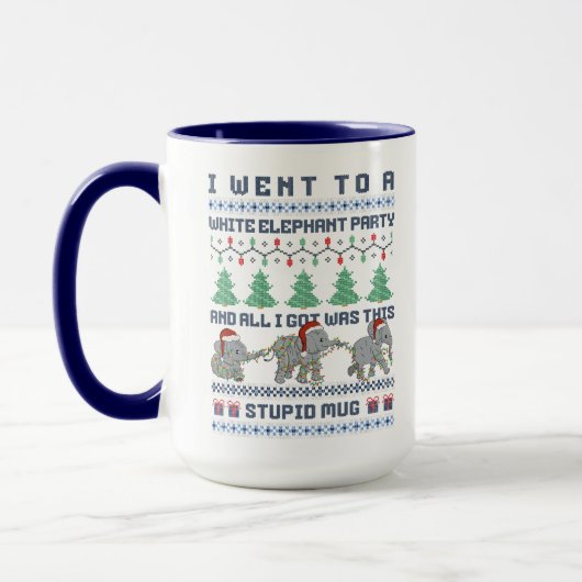 Wit Olifant Feestje Grappige Lelijke Kerstgrap Mok (Links)