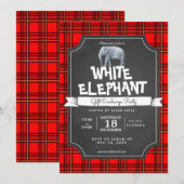 Wit-olifant kerstcadeau-uitwisseling kaart (Voorkant / Achterkant)