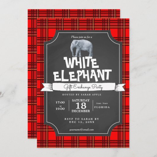 Wit-olifant kerstcadeau-uitwisseling kaart (Voorkant / Achterkant)