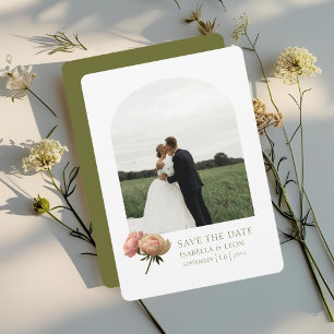 Wit & Olijf   Modern Roos Save the Date Kaart