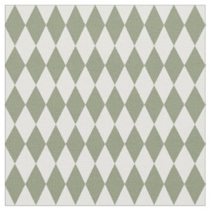 Wit & Olijfgroen Harlequin Diamonds Stof