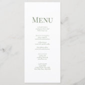 Wit & Olijfgroen Minimalistisch Monogram Huwelijks Menu (Voorkant)