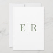 Wit & Olijfgroen Monogram Save the Date Kaart (Achterkant)