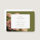 Wit | Olijfgroen Roos bruiloft Kaart