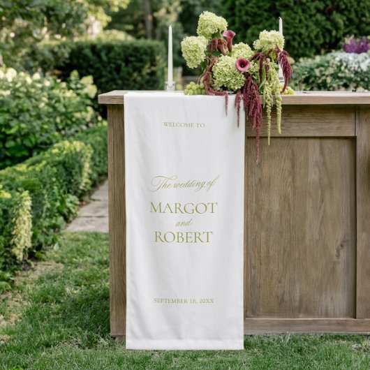 Wit & Olijfgroen Trouw Welkom Bord Banner