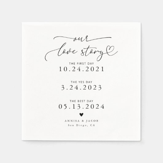 Wit Ons Liefdesverhaal Elegant Script Trouwservet Servet (Voorkant)