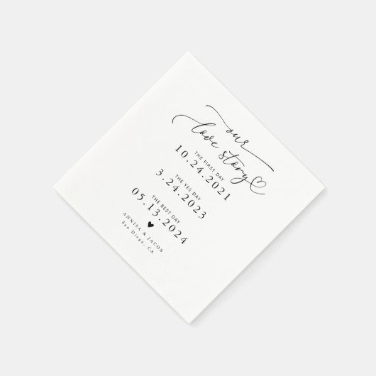 Wit Ons Liefdesverhaal Elegant Script Trouwservet Servet (Hoek)