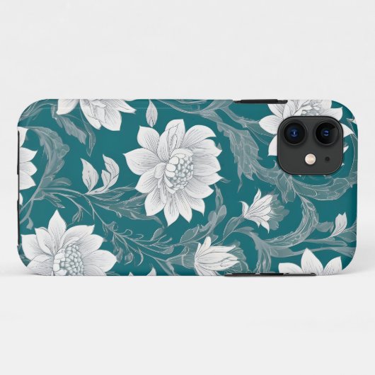 Wit oosters bloemontwerp Case-Mate iPhone case (Achterkant (horizontaal))