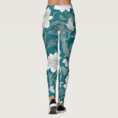 Wit oosters bloemontwerp leggings (Achterkant)