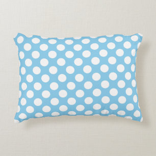 Wit op Baby Blauw Grote Grootte Polka Dots Accent Kussen